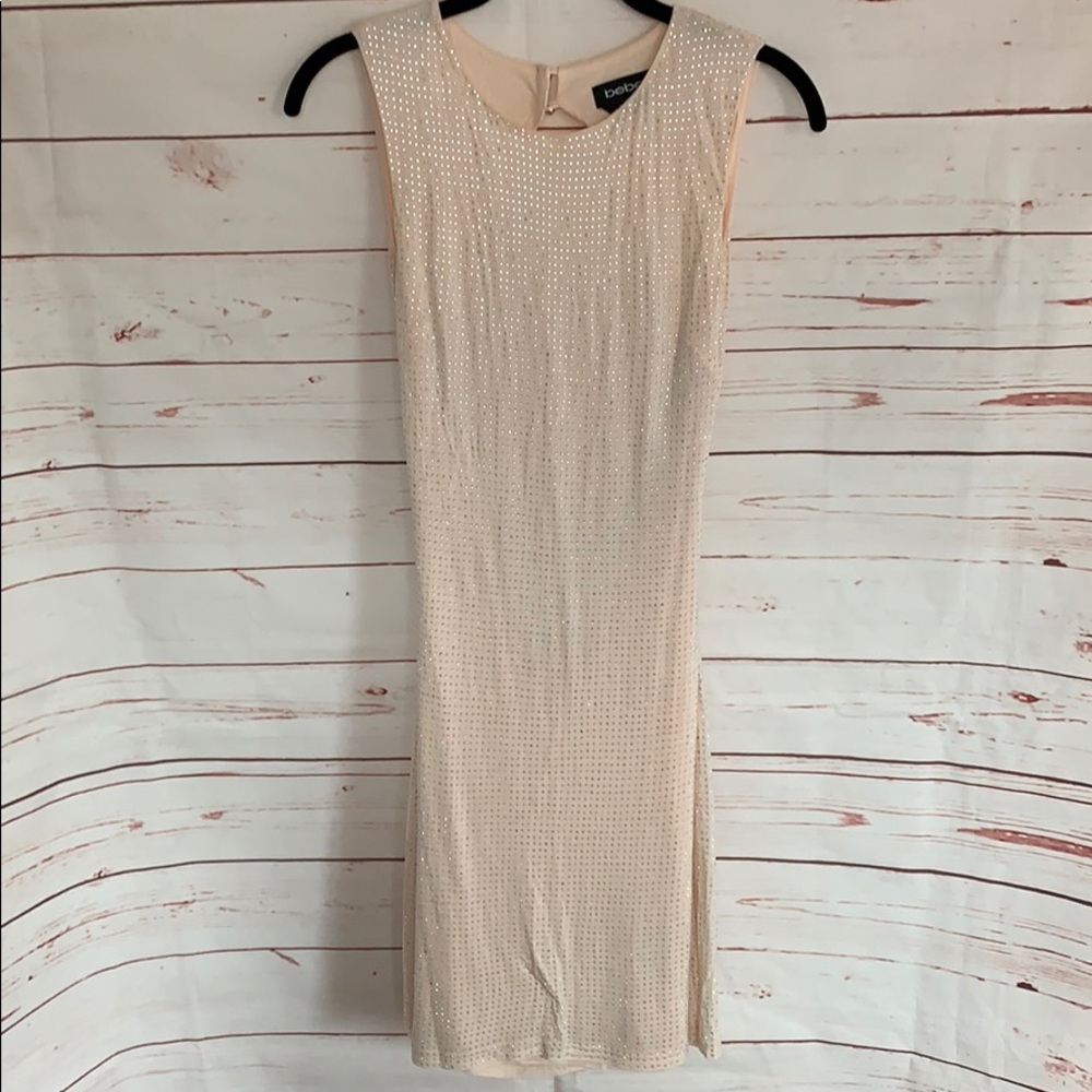 Bebe Open Back Sparkle Dress